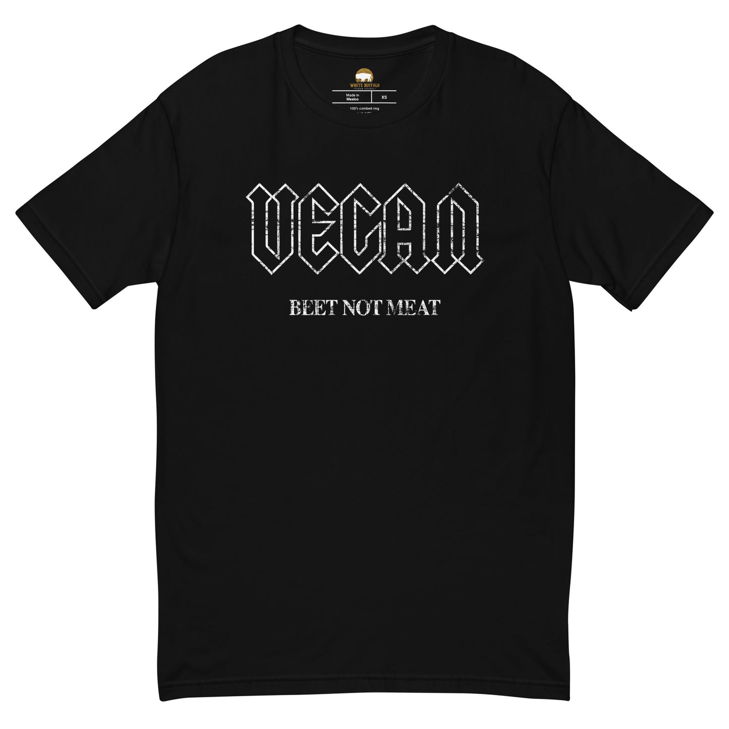 Beet Not Meat Vintage ACDC Back in Black InspiredT-shirt - White Buffalo Vegan Apparel