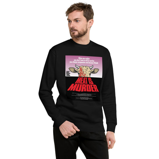 Sweater Black Meat is Murder inspired by Dawn of the Dead poster created by White Buffalo Vegan Apparel